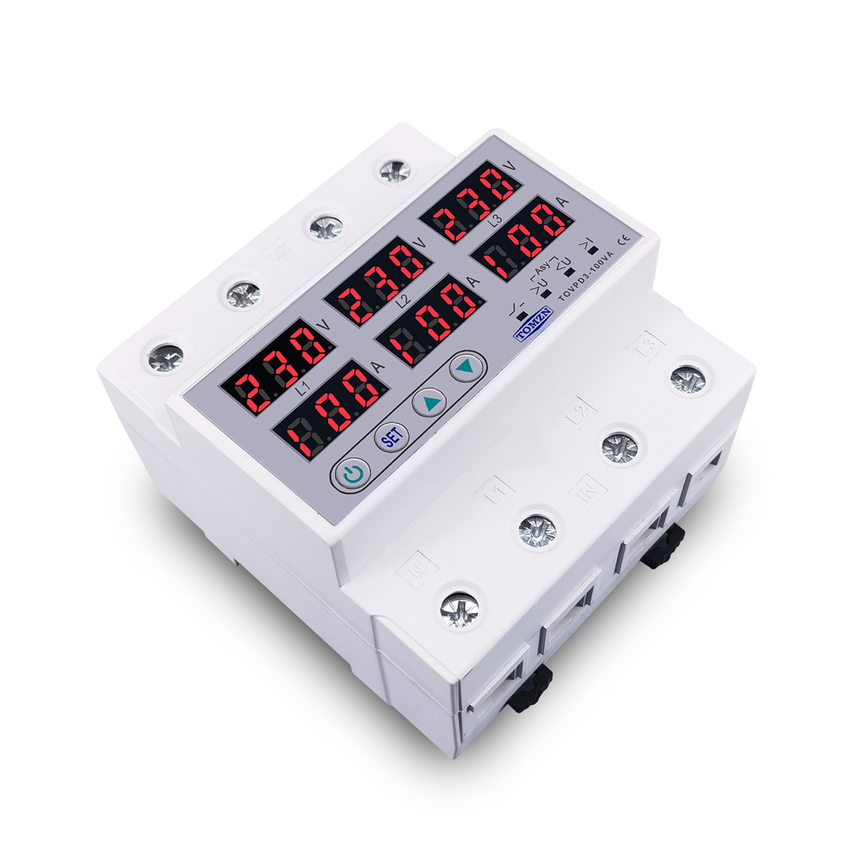 Protecteur de tension de courant 3 phases, 63A, 60A, 220V, 3P N, citations de surtension, limite de courant réglable, protection  13