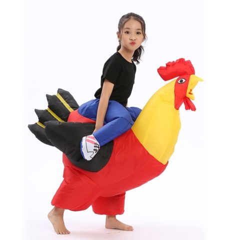 Costume gonflable poulet monté