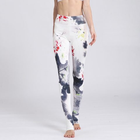 Legging de yoga imprimé, taille haute, peinture à l'encre – Image 3