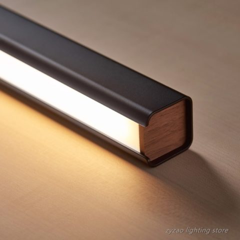Suspension LED contemporaine, minimaliste, en aluminium et bois – Image 4