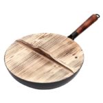 Wok traditionnel en fer antiadhésif 32 cm, avec couvercle en bois – Image 2