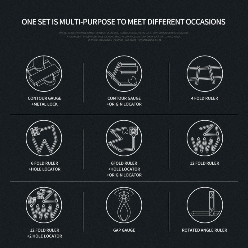 71647-snwtan.jpg Kit d'outils multi-projets, jauge de contour, duplicateur, règle de mesure d'angle coulissant – Image 2