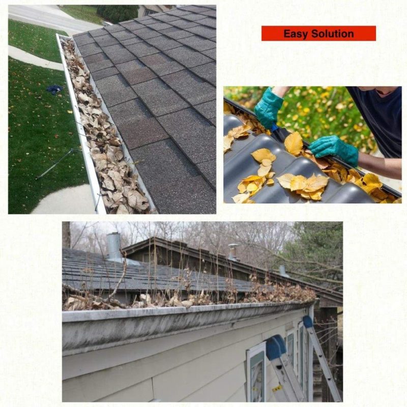 Grille de protection de gouttière en plastique noir, protection des feuilles, installation facile, 15x600 cm – Image 4