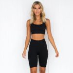 Ensemble de Yoga 2 pièces sans couture, ensemble de gymnastique côtelé – Image 4