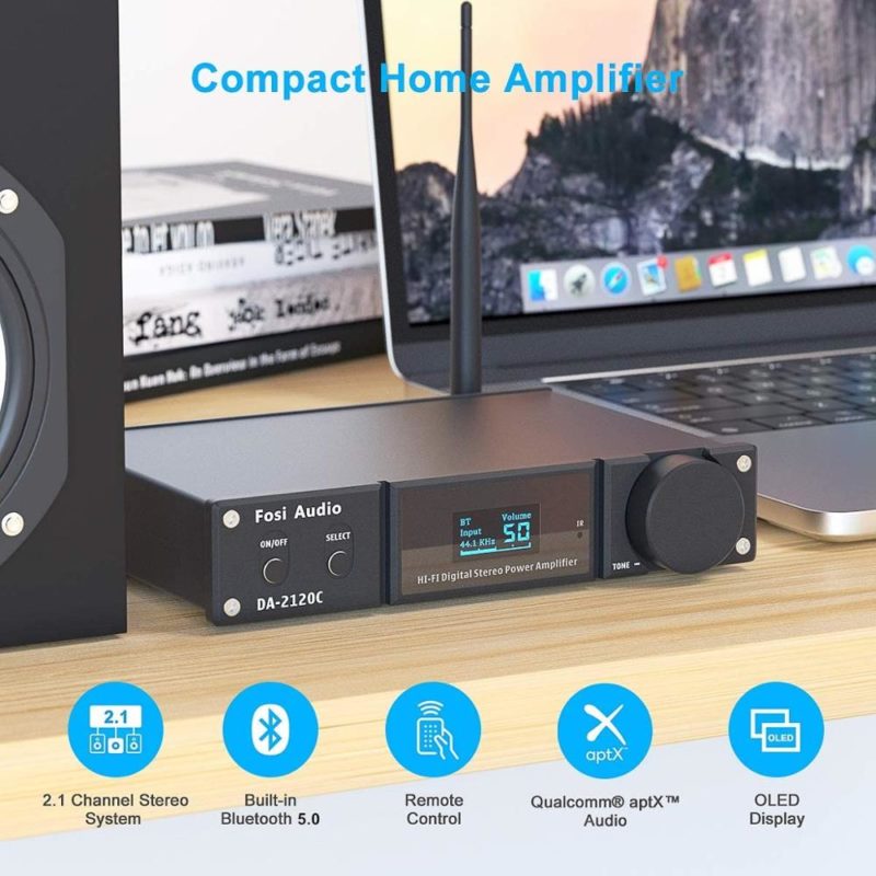 Amplificateur Bluetooth 5.0, 2 x 120W, classe D, USB DAC 24 bits/192Khz – Image 3