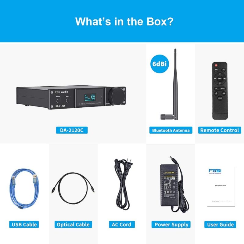 Amplificateur Bluetooth 5.0, 2 x 120W, classe D, USB DAC 24 bits/192Khz – Image 6