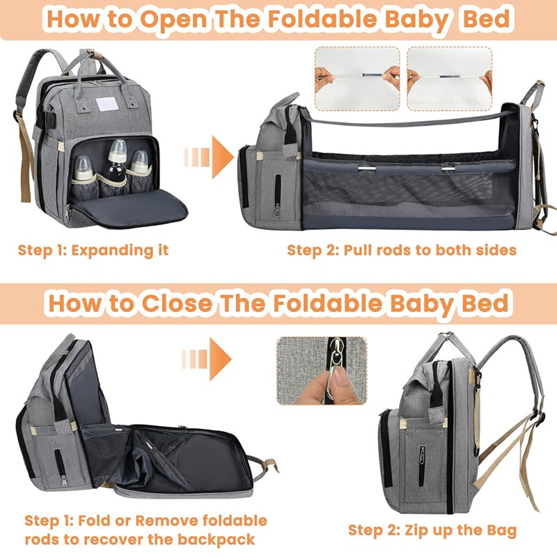 Sac à langer portable pour bébé en tissu imperméable – Image 5