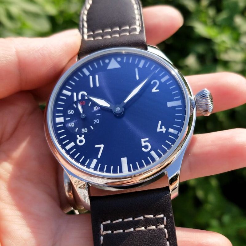 80711-ajuz1u.jpg Montre mécanique pour homme, cadran bleu, 44 mm, verre de Saphir, mouvement manuel – Image 2