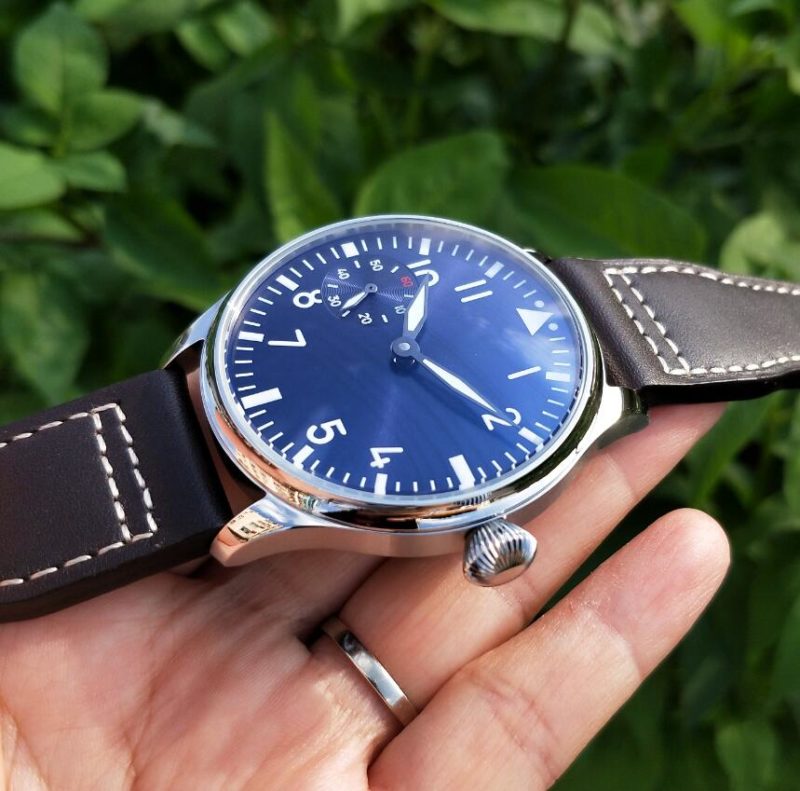 80711-g9i8b9.jpg Montre mécanique pour homme, cadran bleu, 44 mm, verre de Saphir, mouvement manuel – Image 4