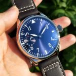 Montre mécanique pour homme, cadran bleu, 44 mm, verre de Saphir, mouvement manuel – Image 3