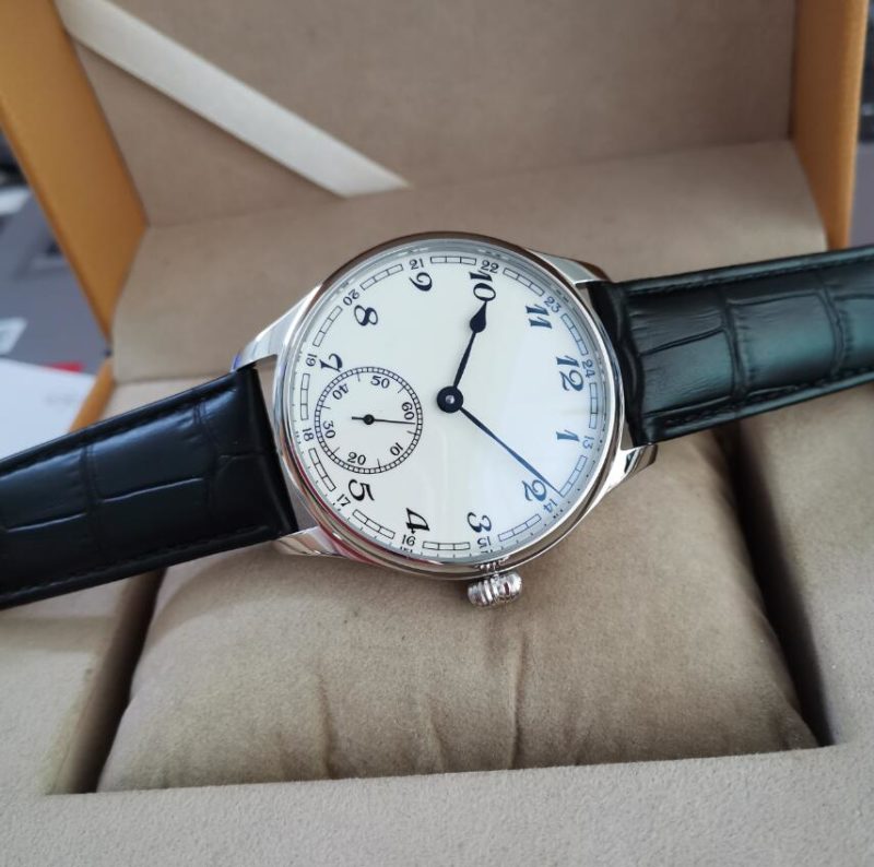 Montre mécanique pour homme, cadran blanc, 44 mm, verre de Saphir, mouvement manuel – Image 6