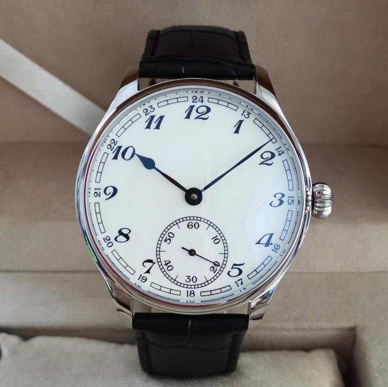 Montre mécanique pour homme, cadran blanc, 44 mm, verre de Saphir, mouvement manuel – Image 3