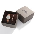 Ensemble 2 pièces, montre ultra fine et bracelet pour femme, en acier inoxydable, 30 mm – Image 2