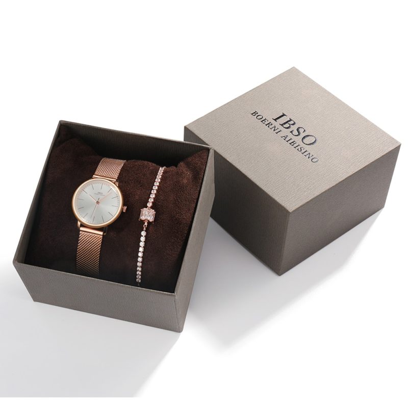 81027-fpuekq.jpg Ensemble 2 pièces, montre ultra fine et bracelet pour femme, en acier inoxydable, 30 mm – Image 2