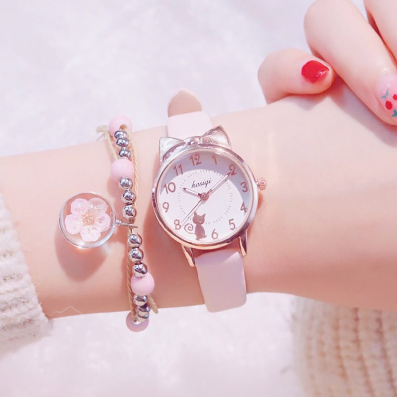 Ensemble 2 pièces, montre et bracelet pour enfant, Chat – Image 1