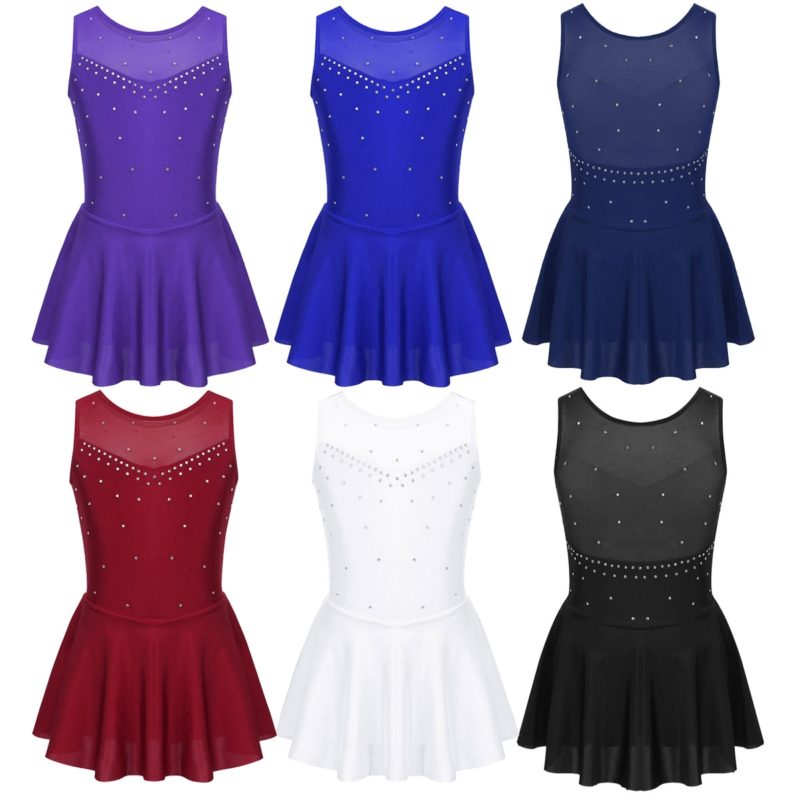 Costume de patinage artistique, en tulle, strass scintillant, pour enfant – Image 2