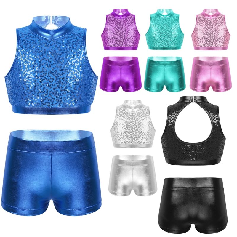 Ensemble costume de danse pour fille, short Leotard – Image 2