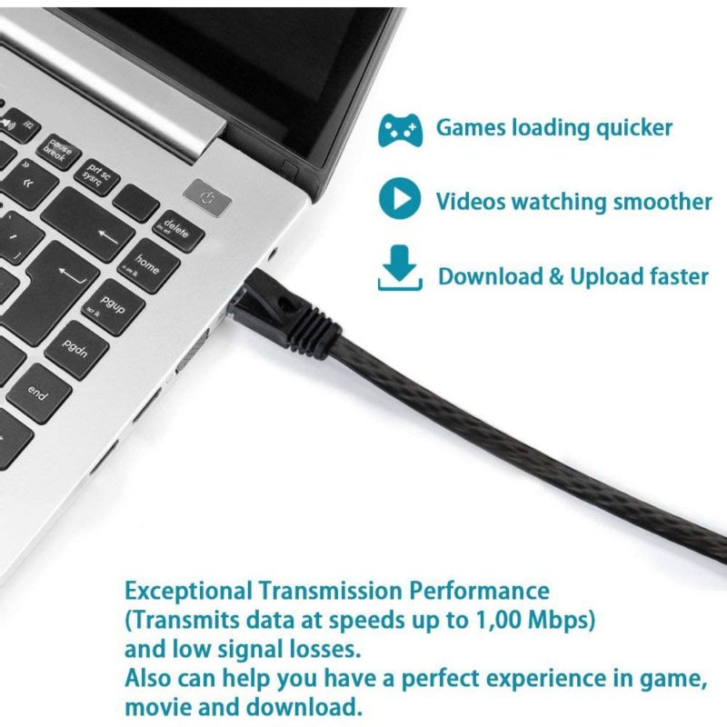 Câble réseau Ethernet plat CAT6, pour raccordement RJ45 – Image 6