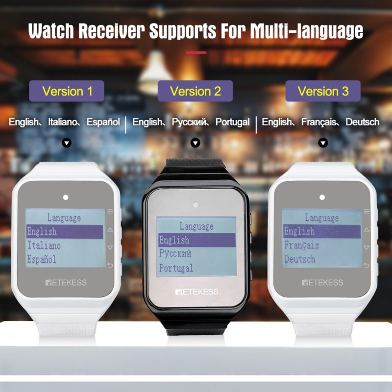 Système d'appel serveurs sans fil, 2 montres récepteurs TD108, 15 boutons TD019 – Image 2