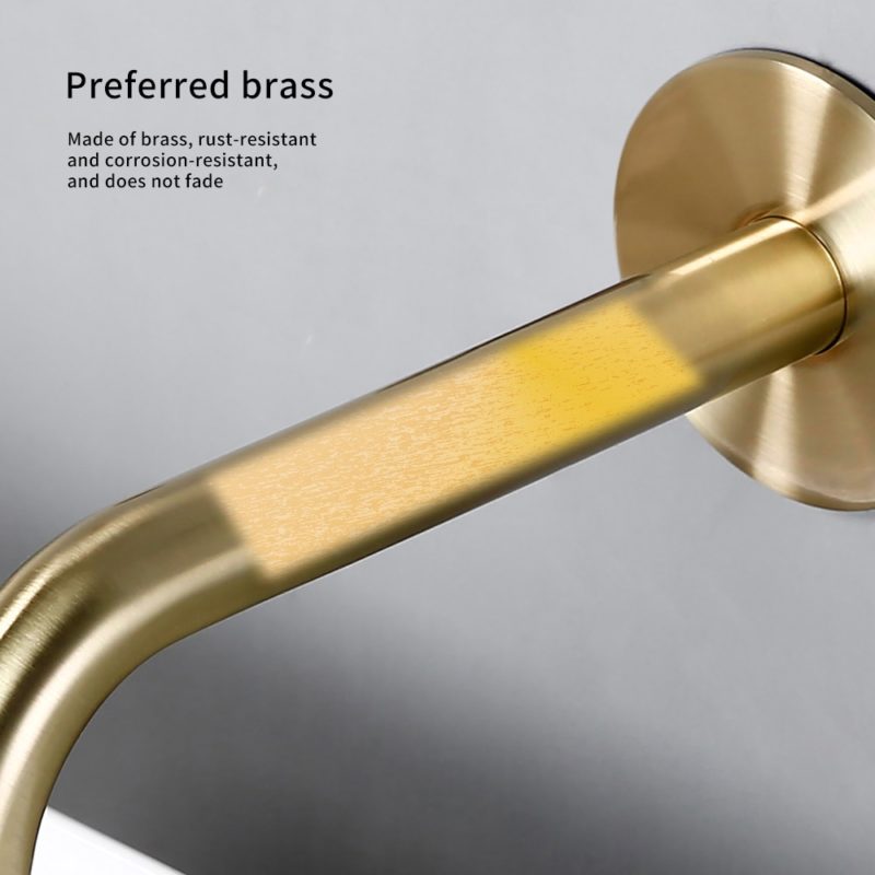 Robinet mitigeur mural, montage sur un trou, salle de bain, Or brossé – Image 5