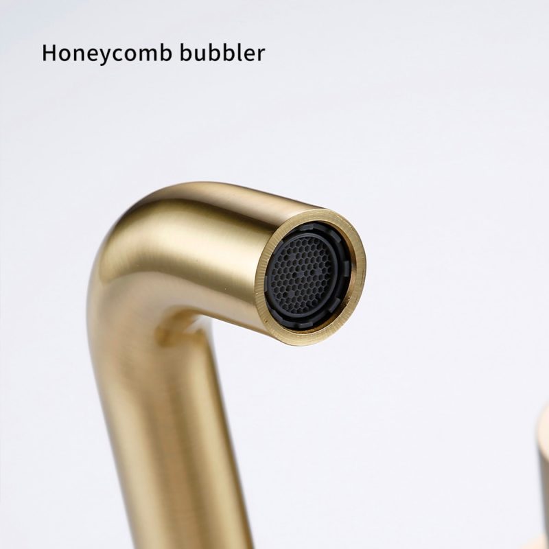 Robinet mitigeur mural, montage sur un trou, salle de bain, Or brossé – Image 4