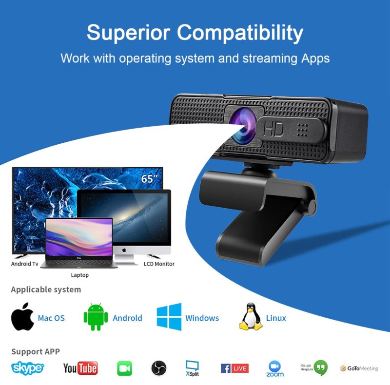 87848-amoycp.jpg Webcam Full HD 1080P avec microphone, USB – Image 6
