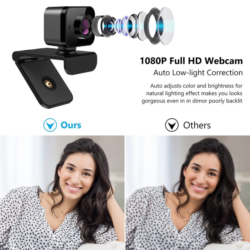 Webcam Full HD 1080P avec microphone, USB, 130° – Image 2
