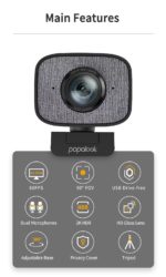 Webcam 1080P 60fps, Streaming en direct 2K, HDR avec double micro stéréo et trépied – Image 2
