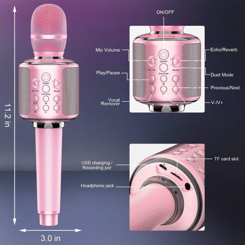 88234-jxo5cj.jpg Microphone karaoké sans fil, haut-parleur, Bluetooth 5 – Image 3