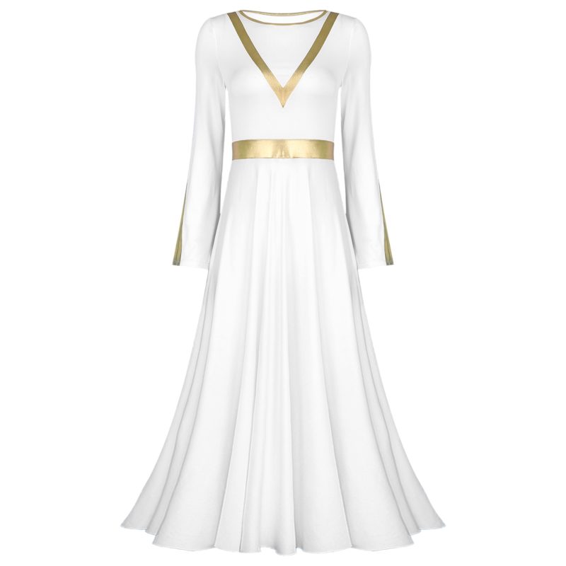 Robe de danse de Ballet à manches longues pour femme, célébration liturgique – Image 4