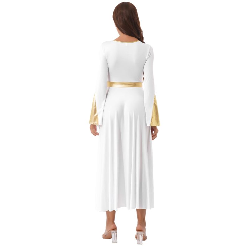 Robe de danse de Ballet à manches longues pour femme, célébration liturgique – Image 3