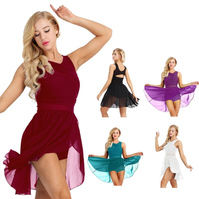 89143-url3av.jpg Robe de danse lyrique sans manches, dos découpé, asymétrique, en mousseline de soie – Image 2