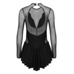 Robe de danse en maille, manches longues, strass brillants, patinage artistique – Image 6