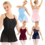 Costume de danse en dentelle, bretelles spaghetti, strass brillant, justaucorps – Image 2