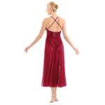 Robe de danse maxi sans manches, bretelles spaghetti, paillettes, avec léotard intégré – Image 4