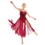 Robe de danse maxi sans manches, bretelles spaghetti, paillettes, avec léotard intégré – Image 3