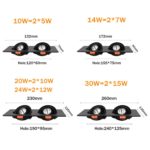 Spot LED COB carré encastrable, rotatif 360°, luminaire de plafond à intensité réglable, 10/14/20/24W – Image 6