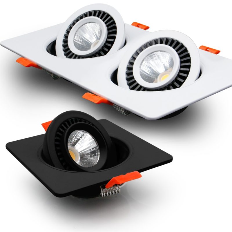 Spot LED COB carré encastrable, rotatif 360°, luminaire de plafond à intensité réglable, 10/14/20/24W – Image 1