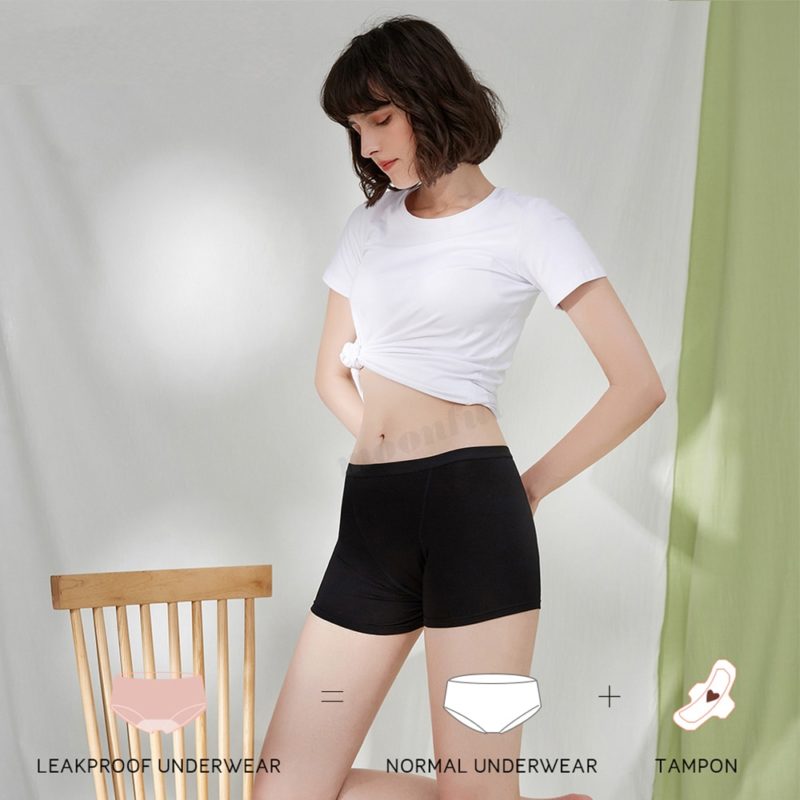 91261-ipbc1g.jpg Culotte Shorty menstruelle à flux important, absorbante, taille haute – Image 2