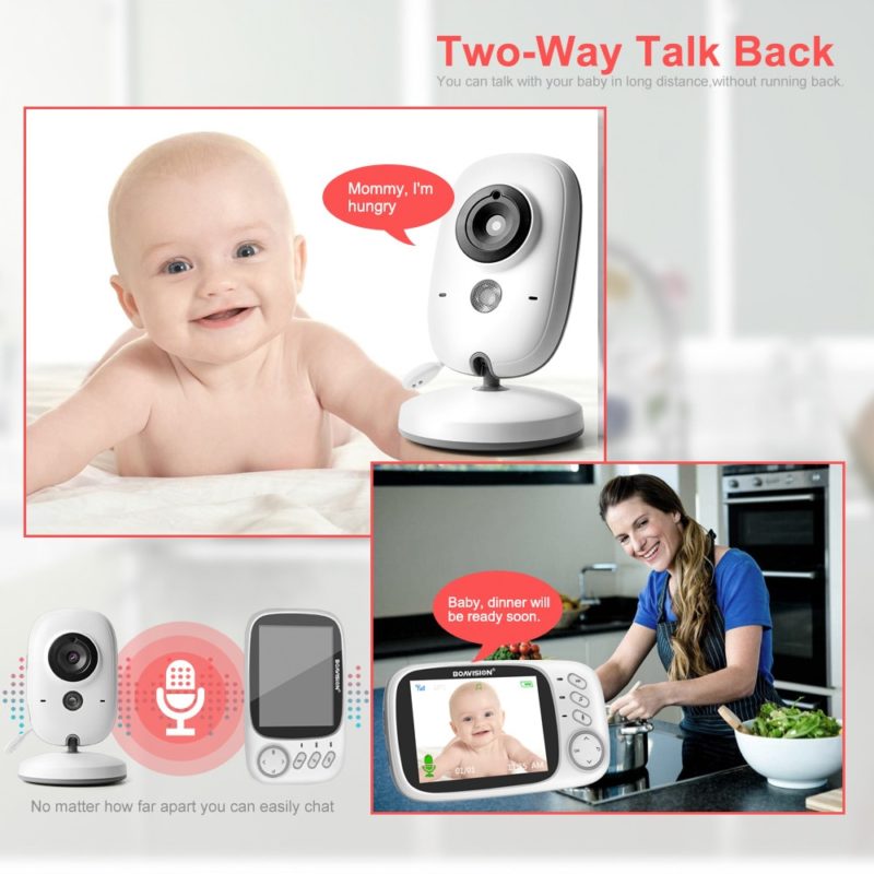 Babyphone sans fil avec écran LCD, dispositif de surveillance avec caméra, vision nocturne, 2 voies audio – Image 5