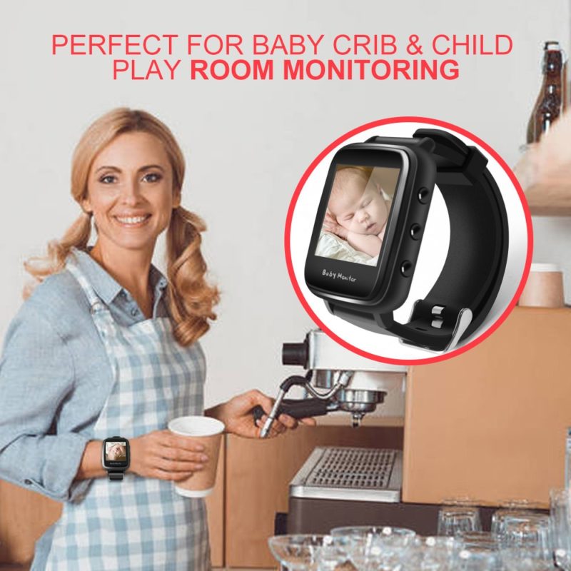 Babyphone avec montre connectée, caméra de bébé sans fil 2.4Ghz, alarme, température – Image 2