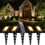 Kit de projecteurs solaires en aluminium 4 en 1, IP65, éclairage blanc chaud