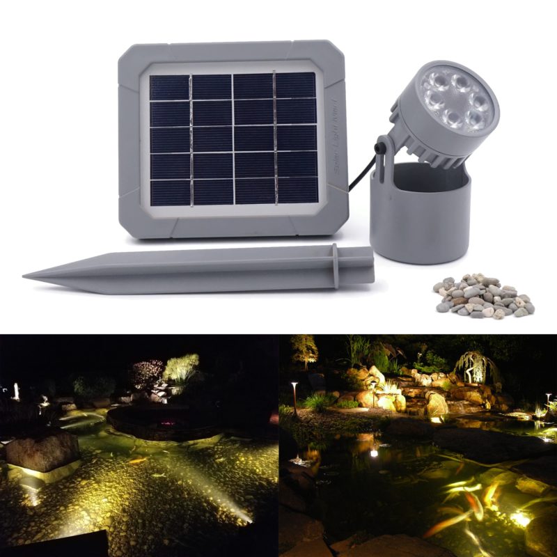 Lampe solaire submersible pour étang, IP68, allumage/extinction automatique – Image 1