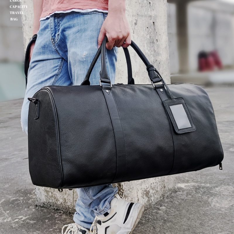 91879-ulzs8y.jpg Sac de voyage en cuir véritable, grand sac pour le week-end – Image 2