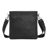 Sac à bandoulière en similicuir tissé noir, vintage