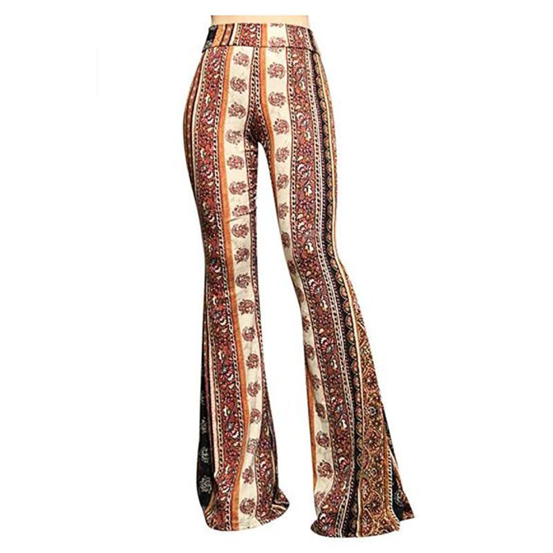 Pantalon évasé taille haute, imprimé, à cloche
