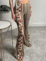 Pantalon évasé taille haute, moulant, décontracté, cloche