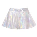 Mini jupe holographique plissée pour femme, Pole dance – Image 3