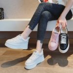 Baskets en cuir véritable décontractées, compensée 8 cm, à plateforme, talon caché – Image 2