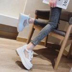 Baskets en cuir véritable décontractées, compensée 8 cm, à plateforme, talon caché – Image 4